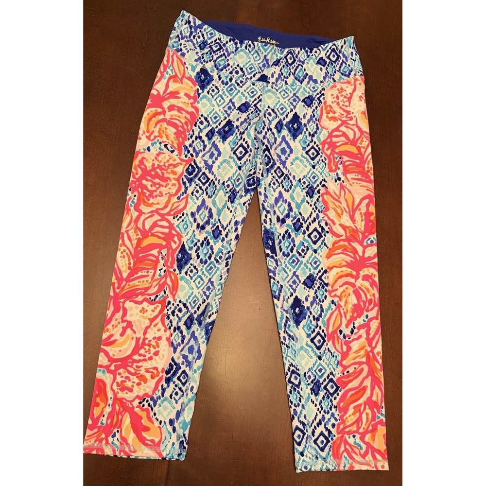 Lilly Pulitzer UPF 50 Luxletic Cropped 21" Leggings Kaleidoscope Jungle Size M